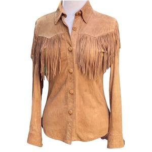 REN ELLIS DESIGNS Vintage 80s Custom Suede Fringe Shirt